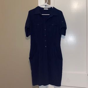 Navy Calvin Klein shirtdress with pockets